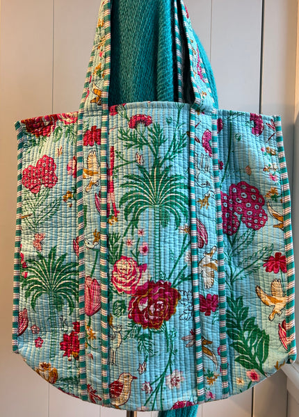 Shopper kantha turkoois