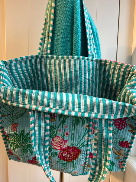 Shopper kantha turkoois