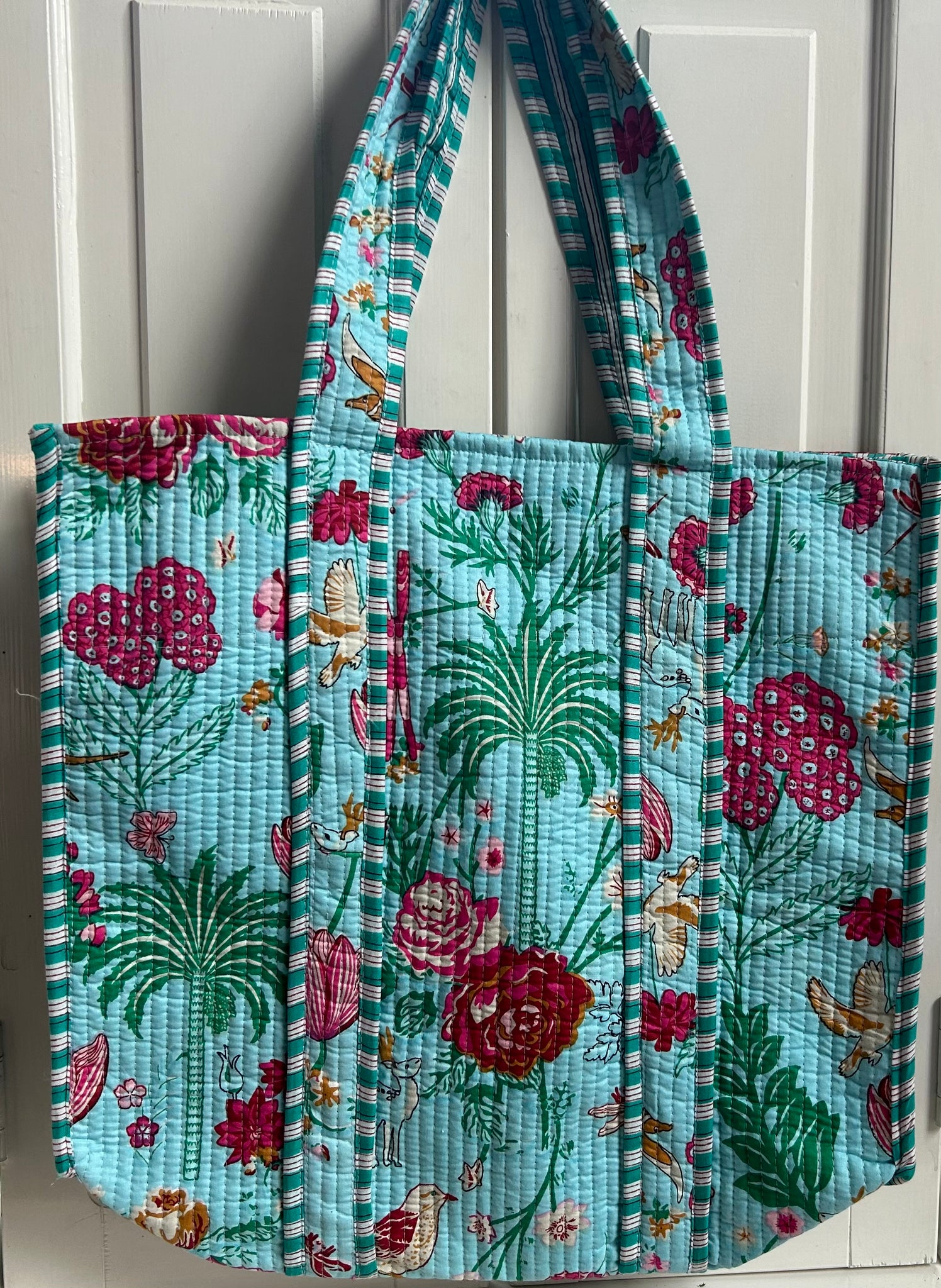 Shopper kantha turkoois