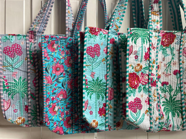 Shopper kantha turkoois