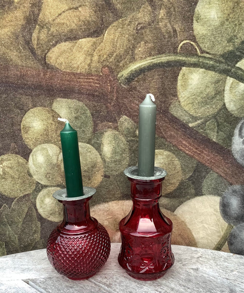 Glazen flesje/kandelaartje rood