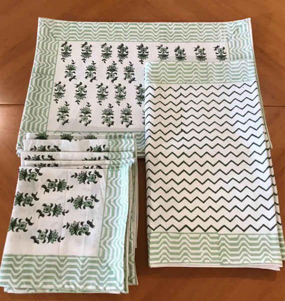 Set:Tafelloper|Placemats|Servetten Groen